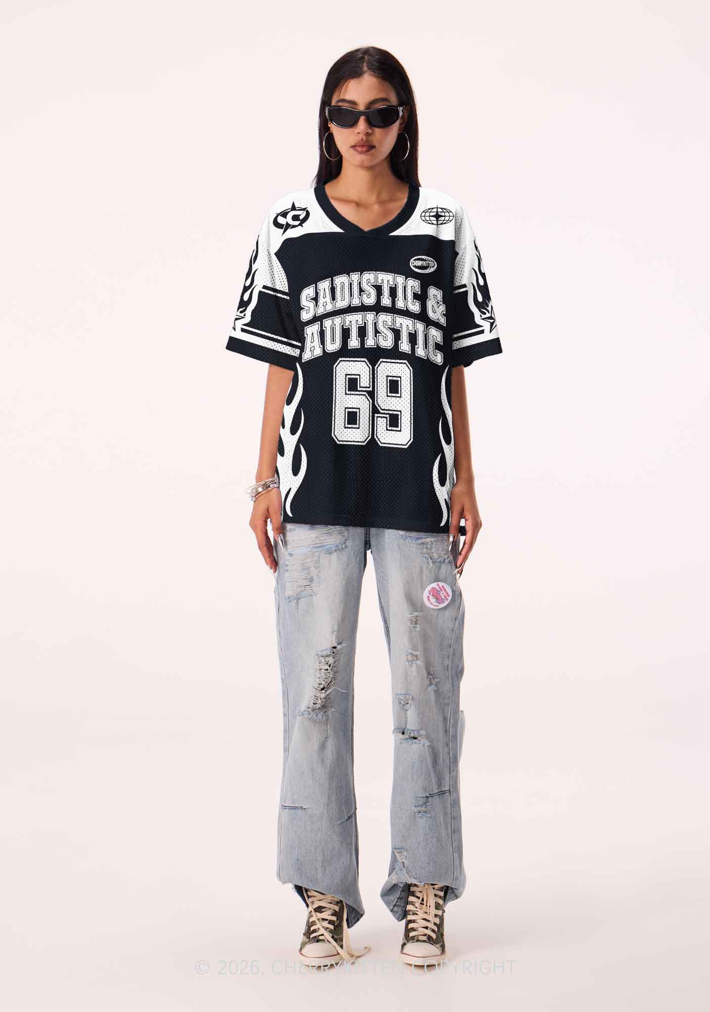 Sadistic And Autistic Y2K Sport Jersey Shirts Cherrykitten