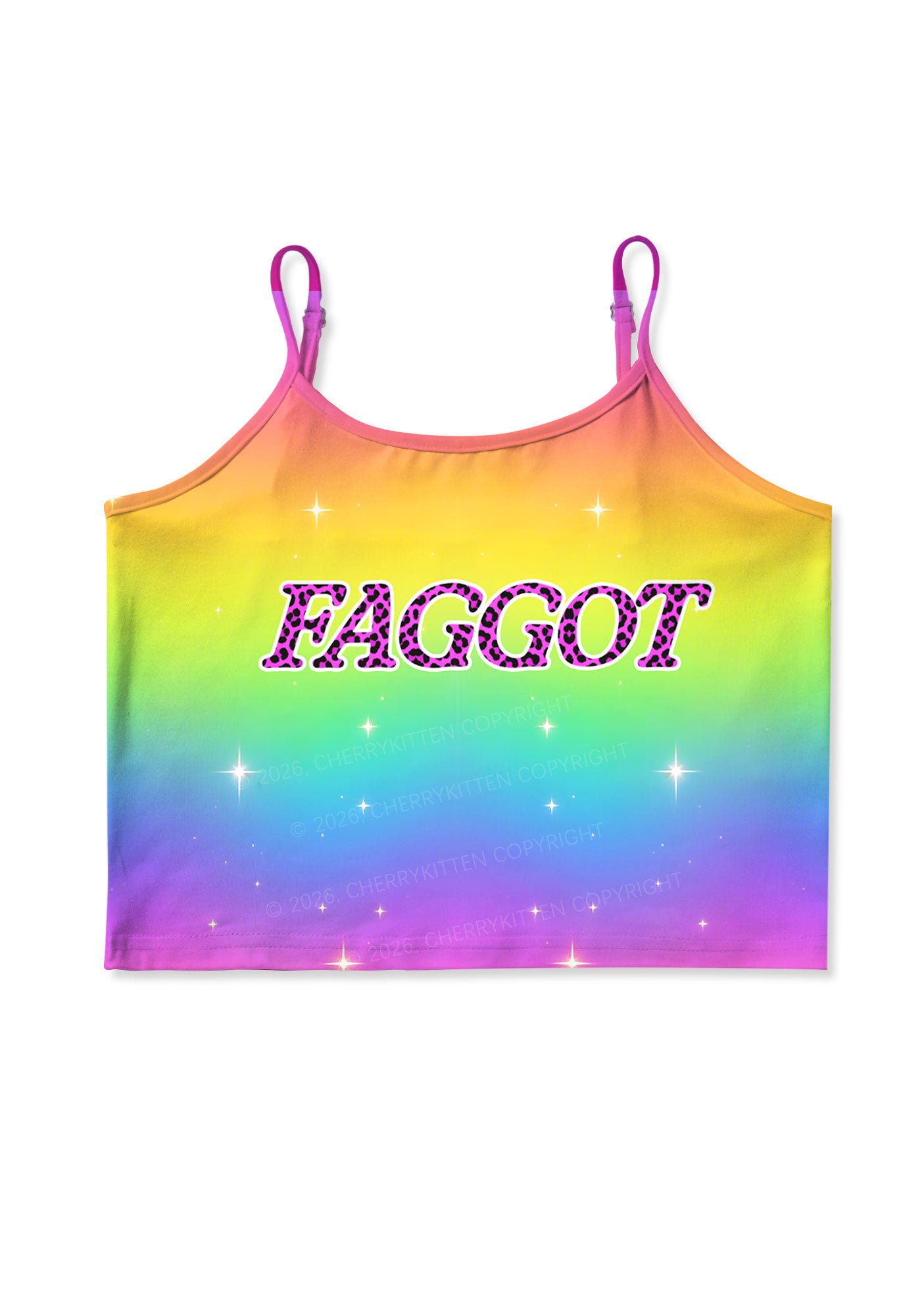 Rainbow Faggot Pride Y2K Print Cami Crop Top Cherrykitten