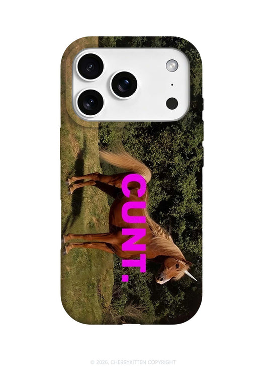 Pink Cxxt Brown Horse Y2K Phone Case Cherrykitten