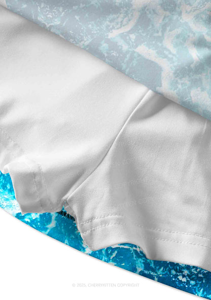 Ocean Wave Y2K Print Mini Skirt Cherrykitten