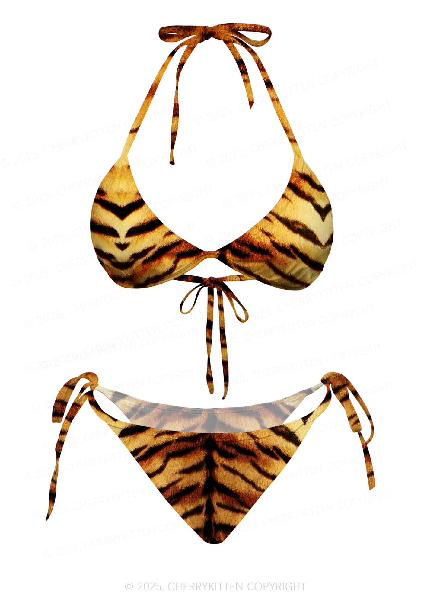 Wild Tiger Texture Y2K Print Bikini Set Cherrykitten