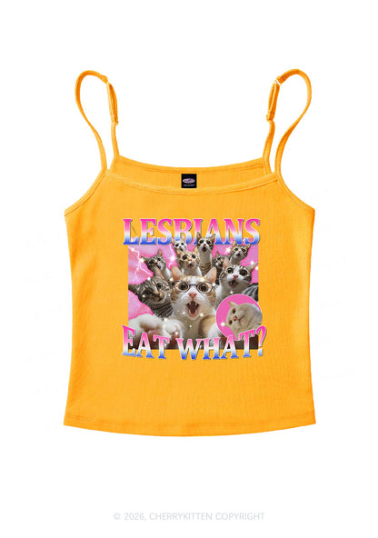 Lesbians Eat What Cat Pride Y2K Spaghetti Strap Cami Cherrykitten