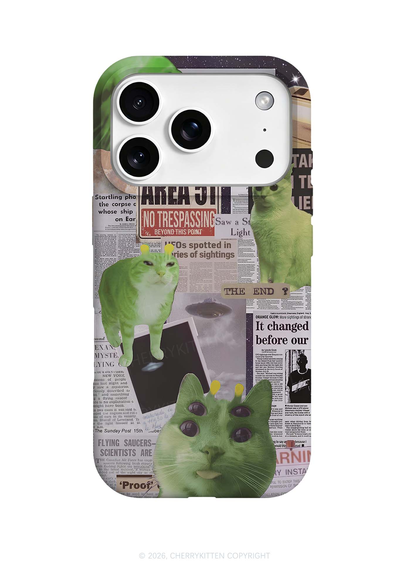 Green Alien Kitten Y2K Phone Case Cherrykitten
