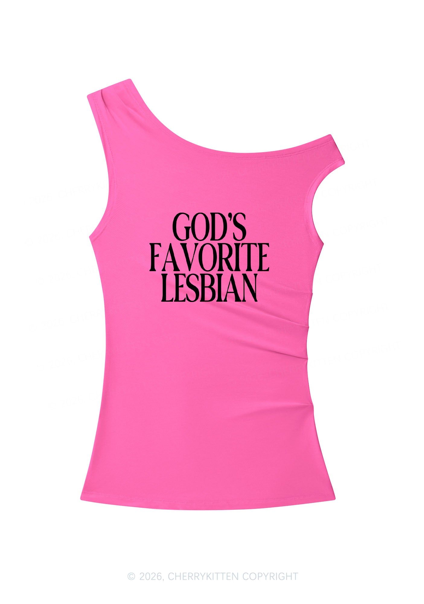 Gods Favorite Lesbian Pride Y2K Off Shoulder Tank Top Cherrykitten