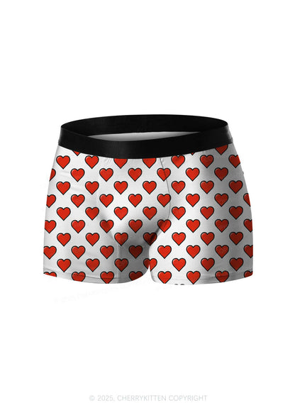 Red Heart Y2K Print Men Boxer Briefs Cherrykitten