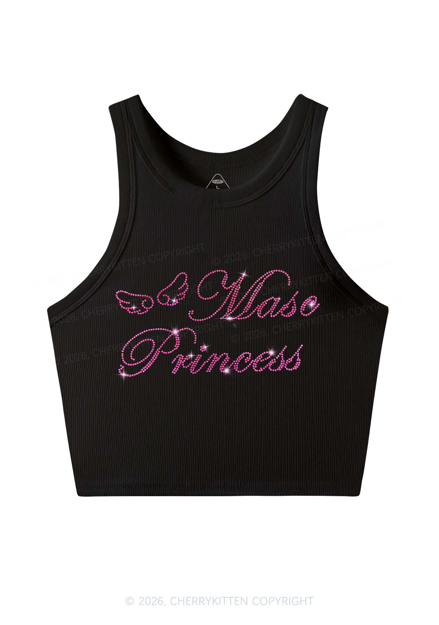 Rhinestone Masc Princess Pride Y2K Crop Tank Top Cherrykitten
