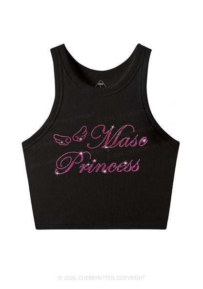 Rhinestone Masc Princess Pride Y2K Crop Tank Top Cherrykitten