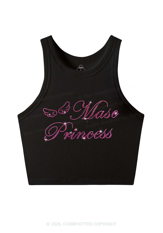 Rhinestone Masc Princess Pride Y2K Crop Tank Top Cherrykitten