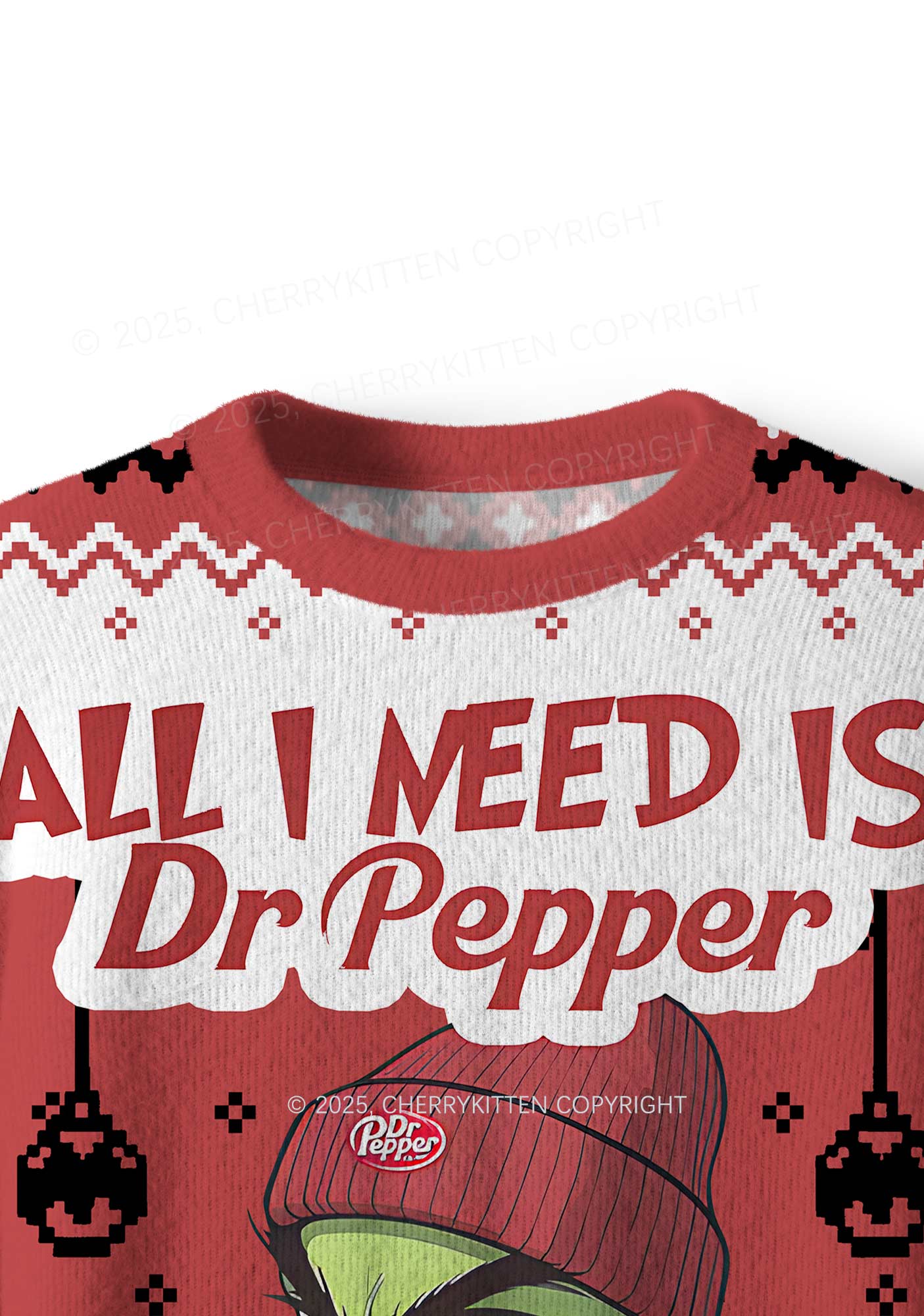 All Need Dr Pepper Y2K Christmas Knit Sweatshirt Cherrykitten