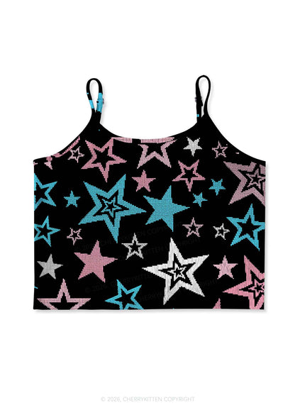 Trans Star Pride Y2K Print Cami Crop Top Cherrykitten