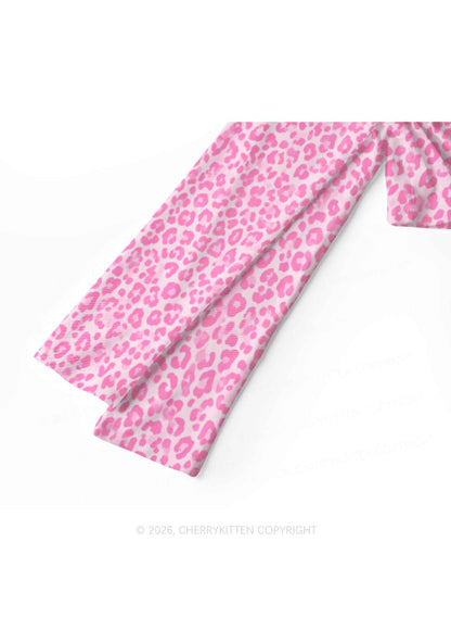 Pink Leopard Y2K Mesh Long Sleeve Crop Top Cherrykitten