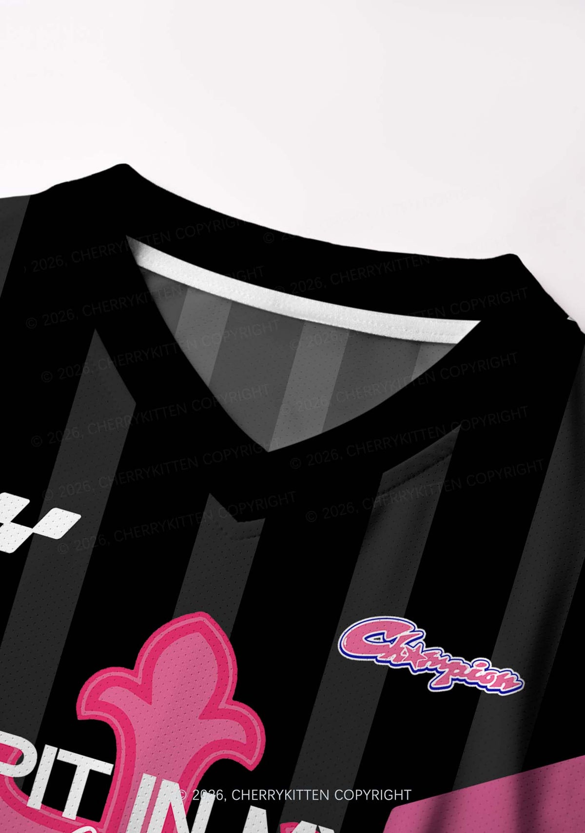 Pink Cross Y2K Crop Football Jersey Shirts Cherrykitten