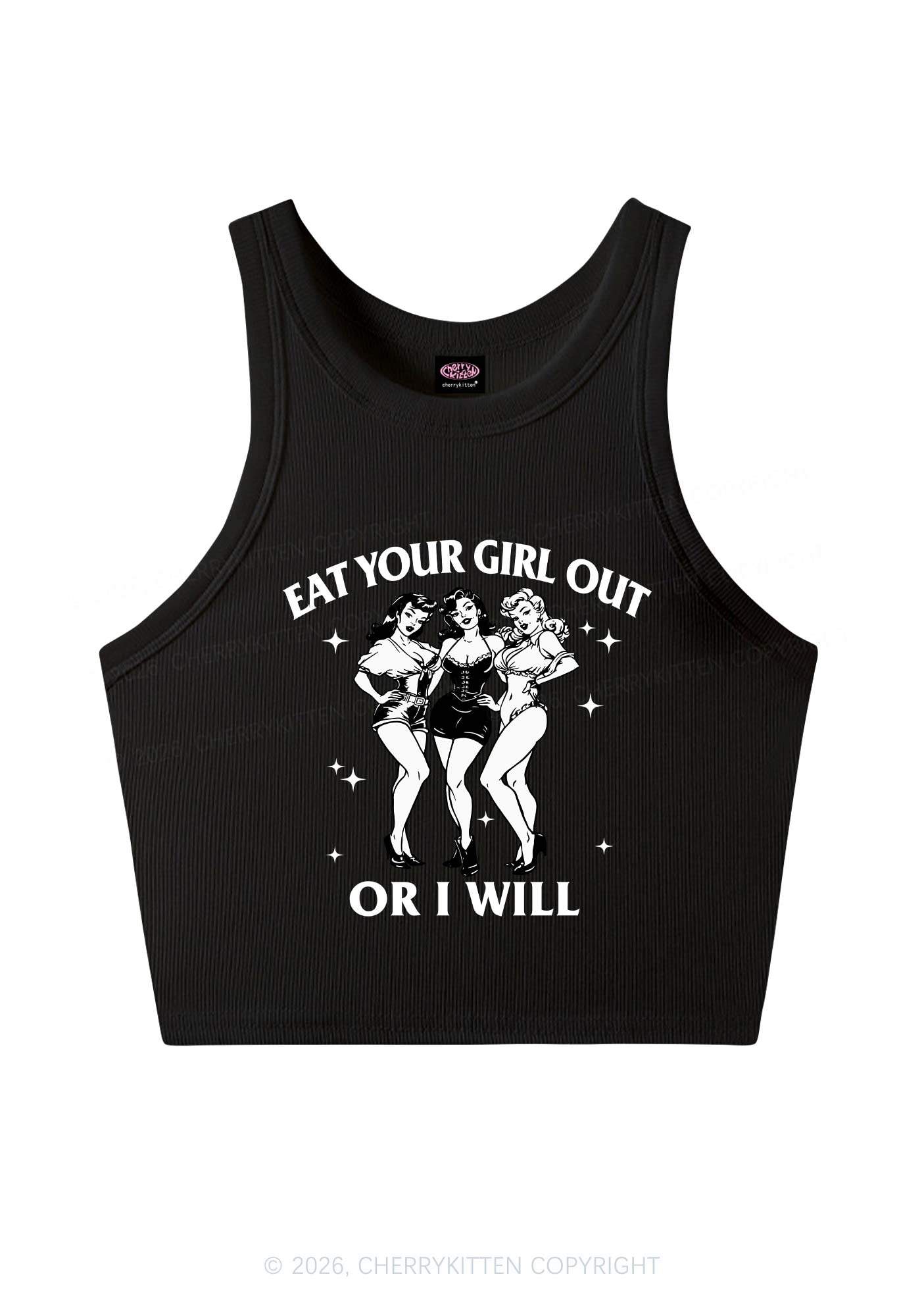 Eat Your Cowgirls Out Pride Y2K Crop Tank Top Cherrykitten