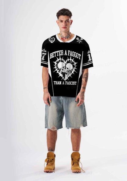 Better A Faggot Than A Fascist Pride Y2K Sport Jersey Shirts Cherrykitten