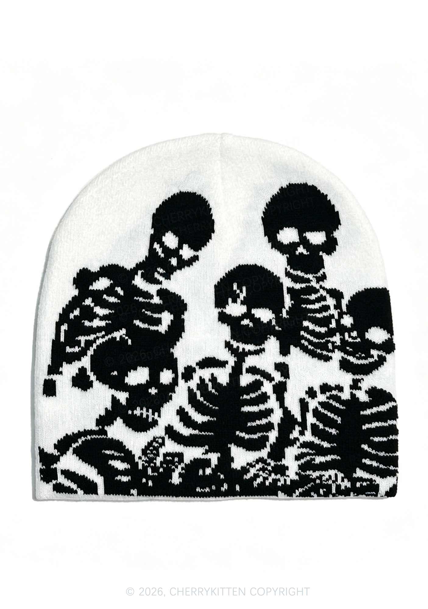 Retro Skull Y2K Knitted Hat Cherrykitten