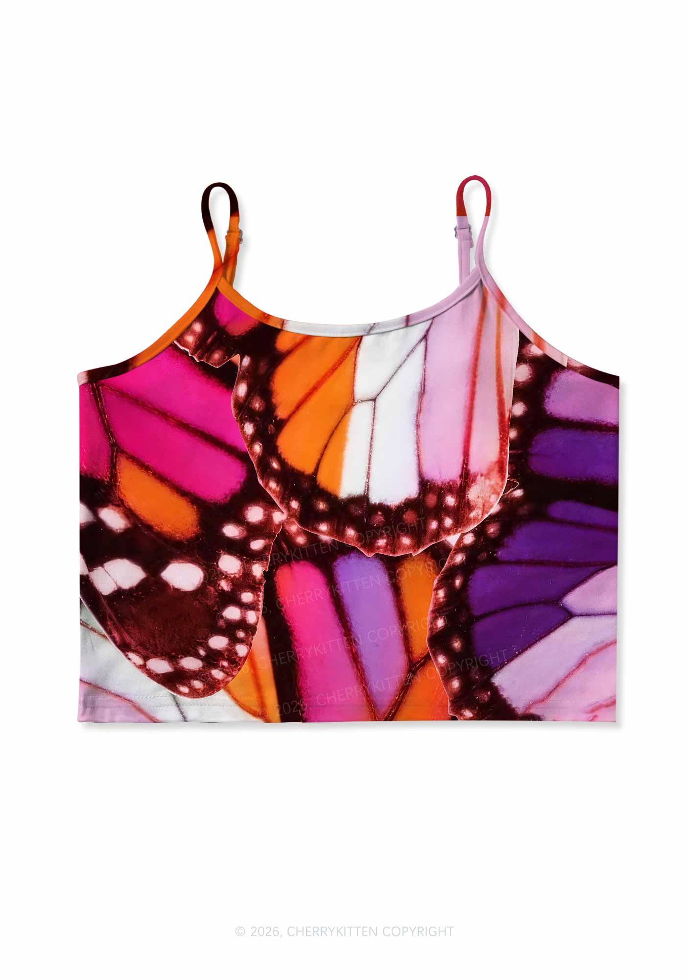 Lesbian Butterfly Wing Pride Y2K Print Cami Crop Top Cherrykitten