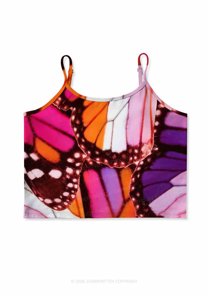 Lesbian Butterfly Wing Pride Y2K Print Cami Crop Top Cherrykitten