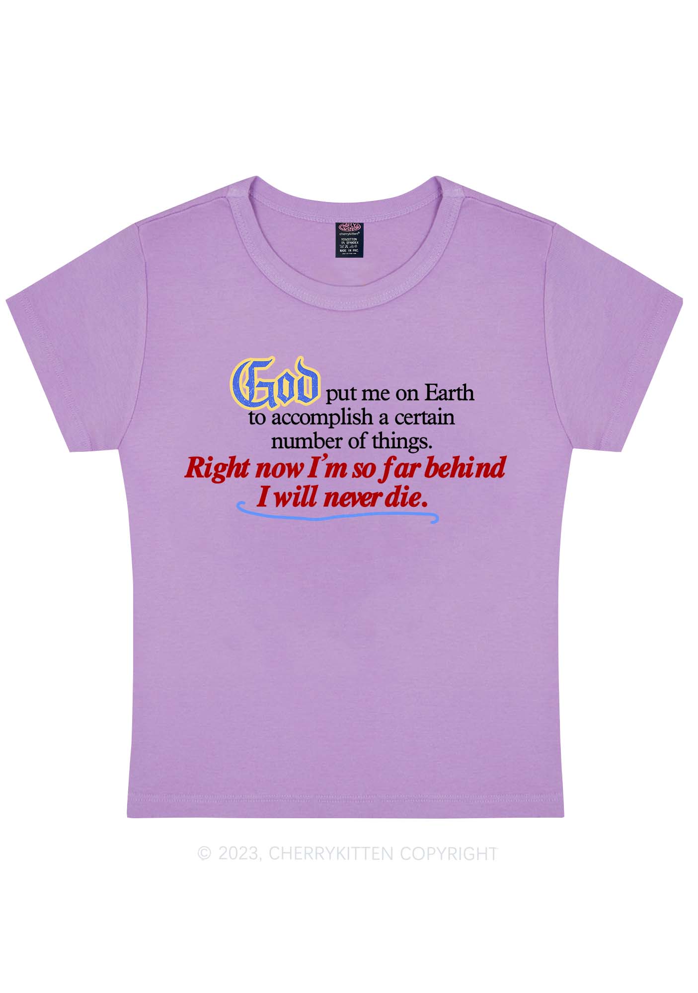 I Will Never Die Y2K Baby Tee Cherrykitten