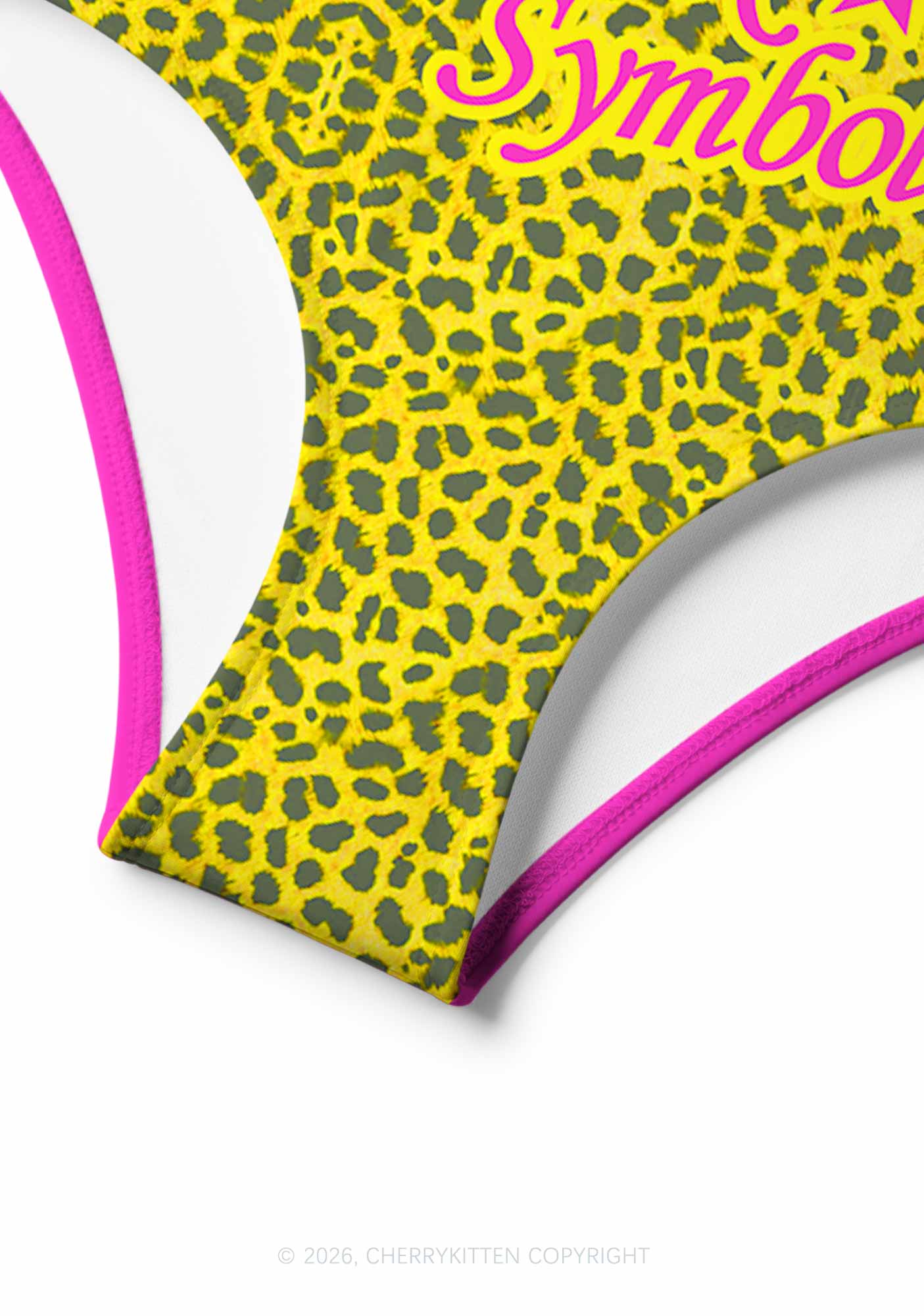 Sx Symbol Yellow Leopard Y2K Print Bikini Set Cherrykitten