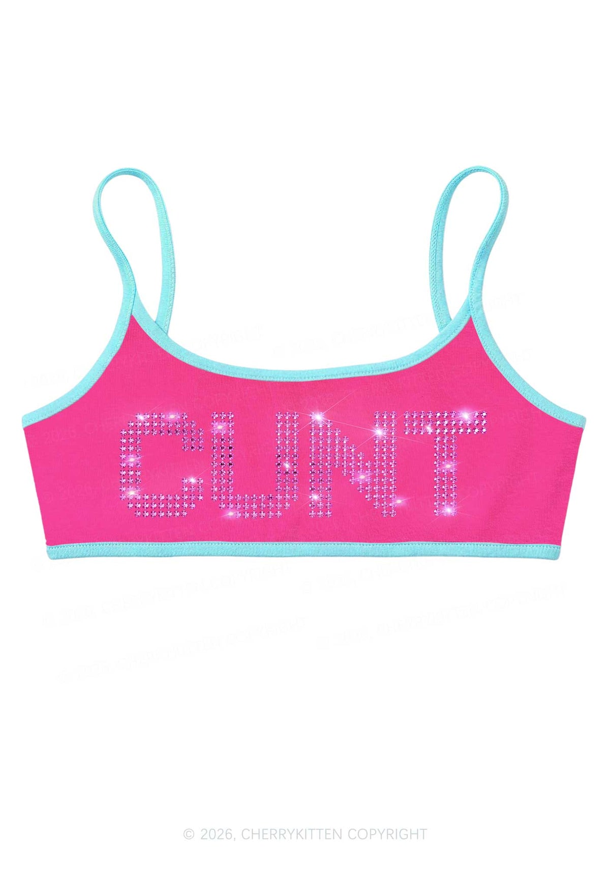 Rhinestone Pink Cxxt Y2K Super Crop Cami Cherrykitten