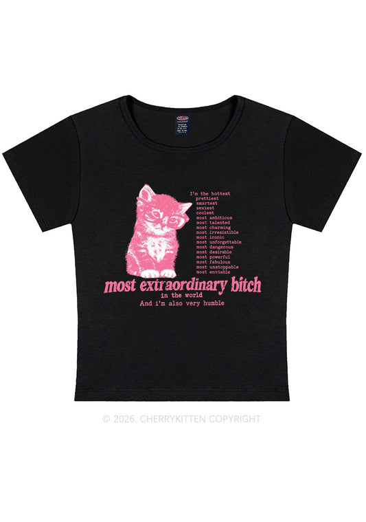 Most Extraordinary Bxxch Cat Y2K Baby Tee Cherrykitten