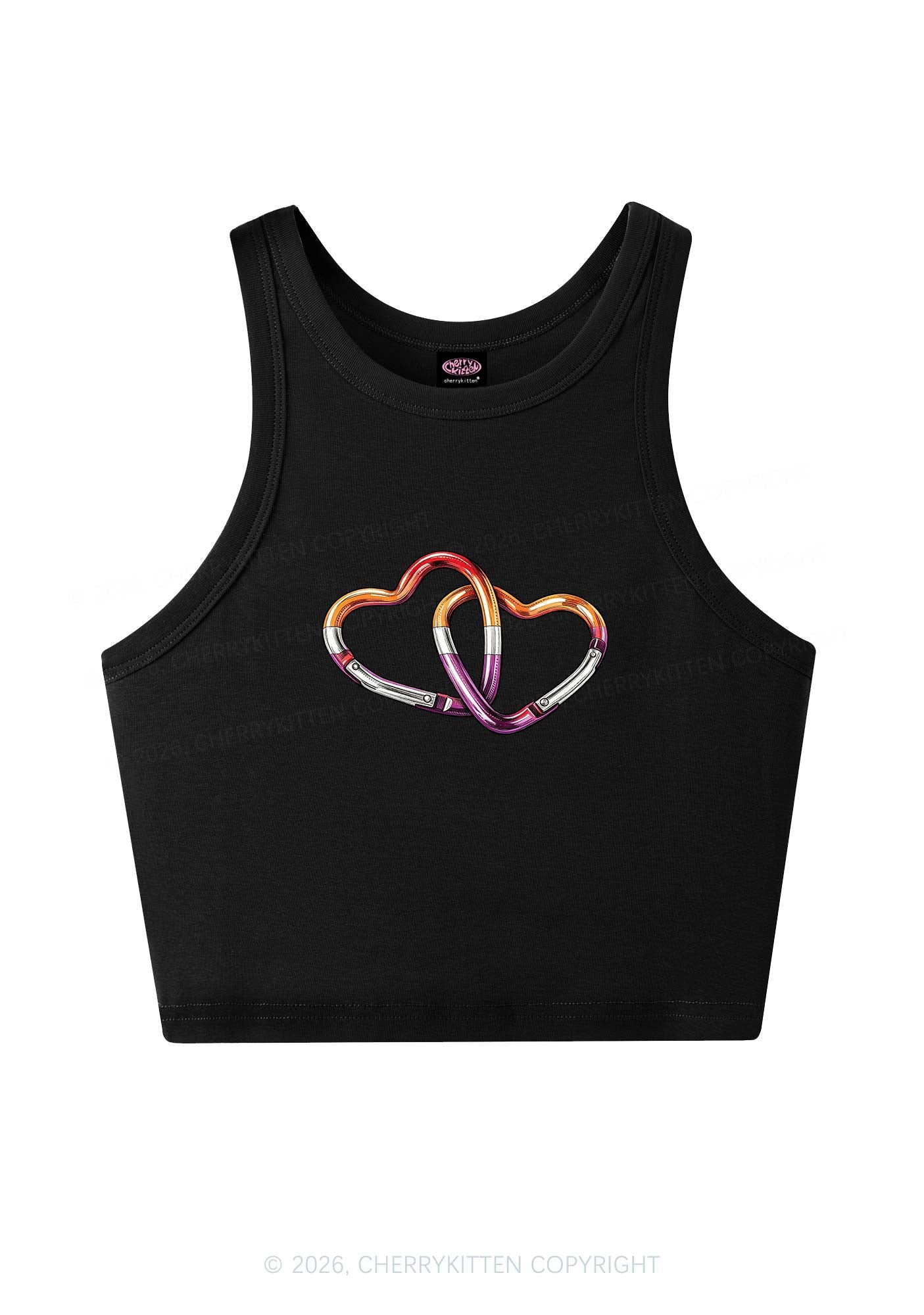 Carabiner Hearts Pride Y2K Crop Tank Top Cherrykitten