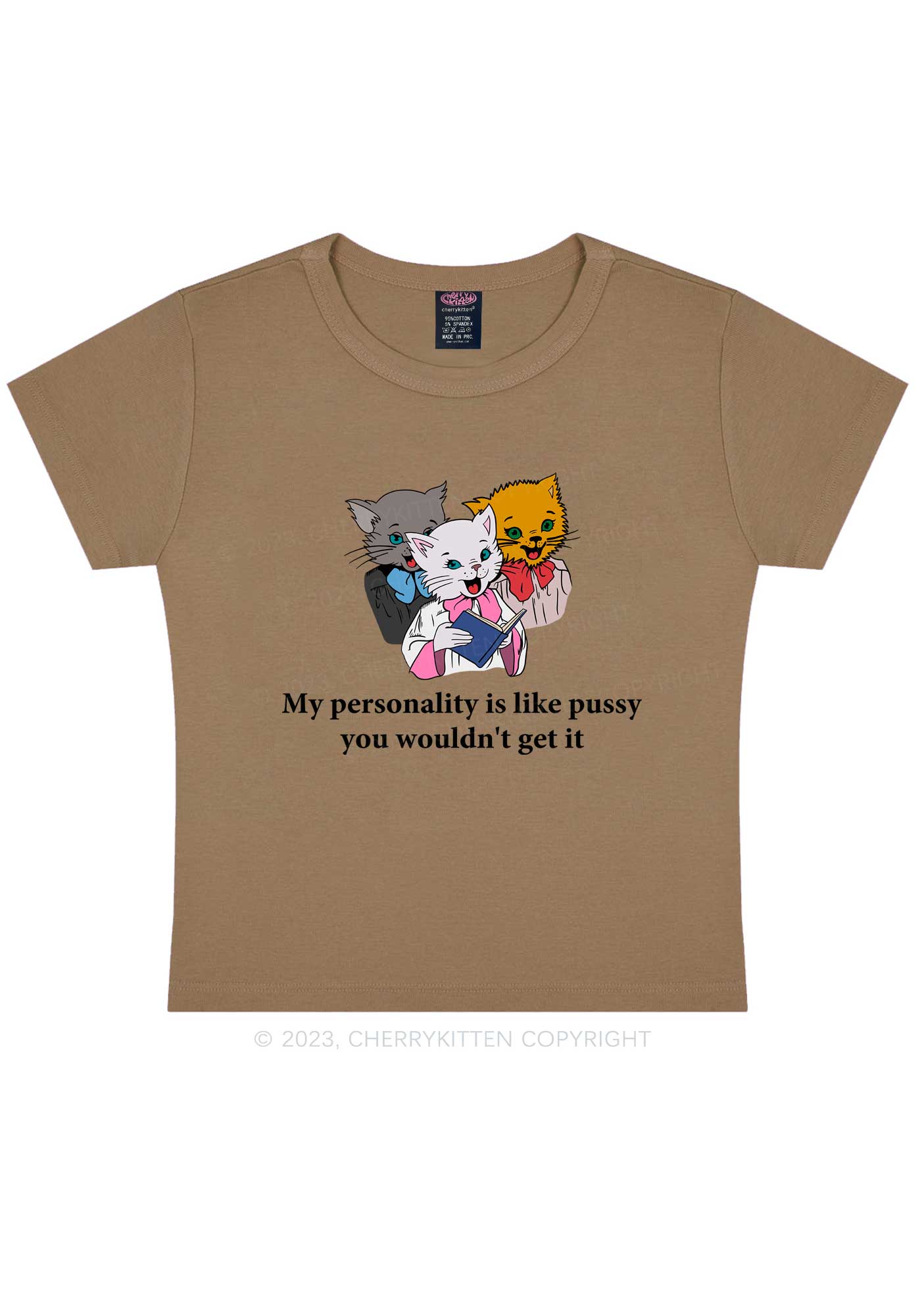 Personality Like Puxxy Y2K Baby Tee Cherrykitten
