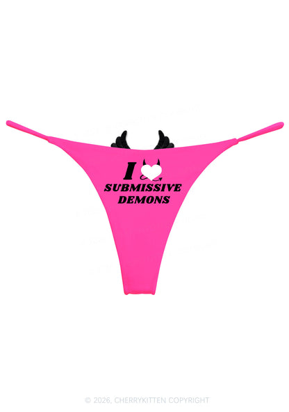 Halloween I Love S Demons Y2K Goth Angel Wings Bikini String Thong Cherrykitten