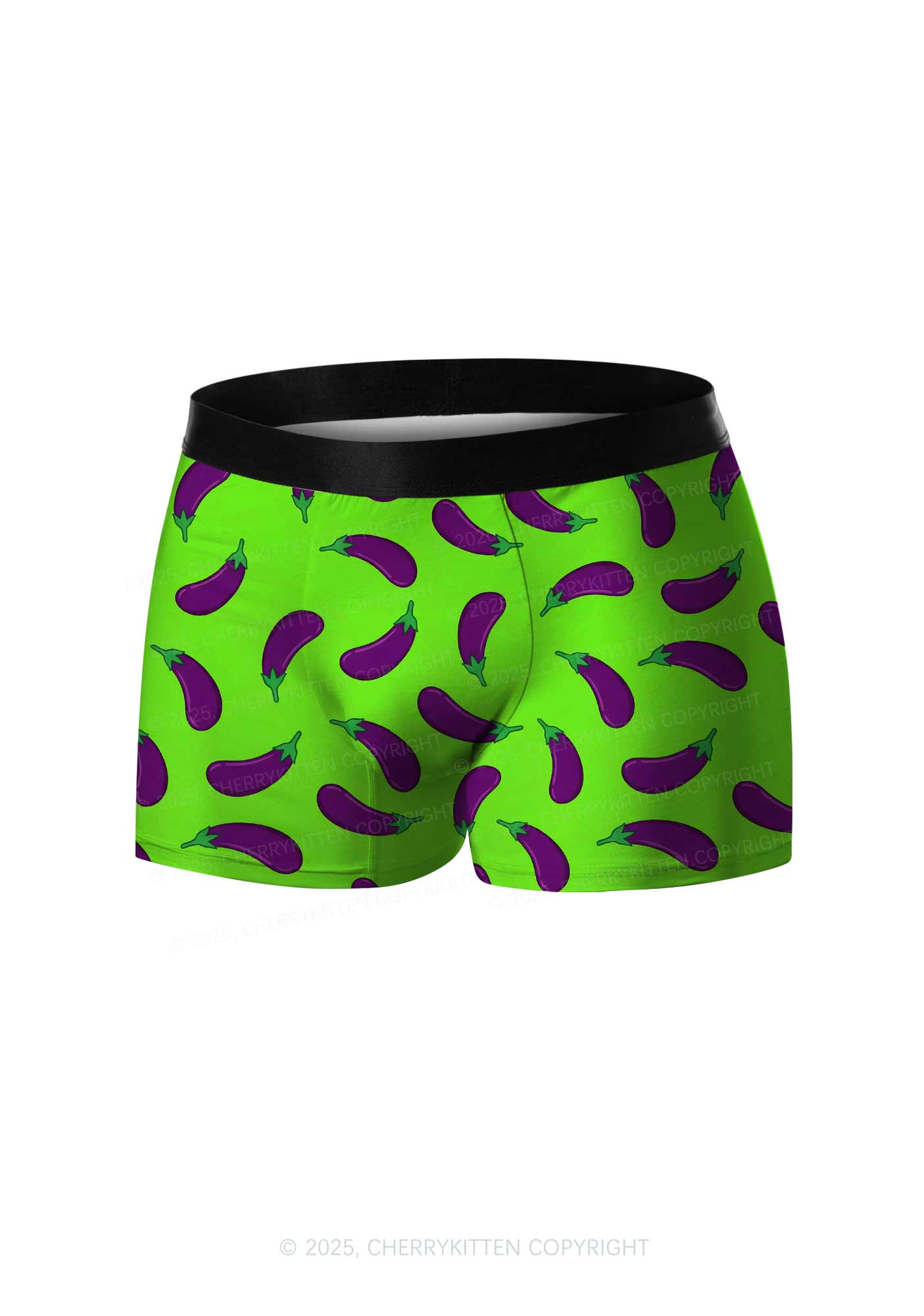 Lime Green Eggplant Y2K Print Men Boxer Briefs Cherrykitten