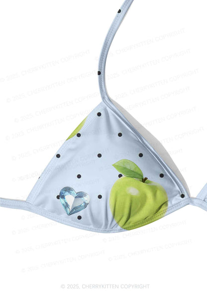 Chic Green Apple Y2K Print Bikini Set Cherrykitten