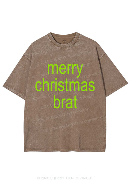 Merry Christmas Brat Y2K Washed Tee Cherrykitten