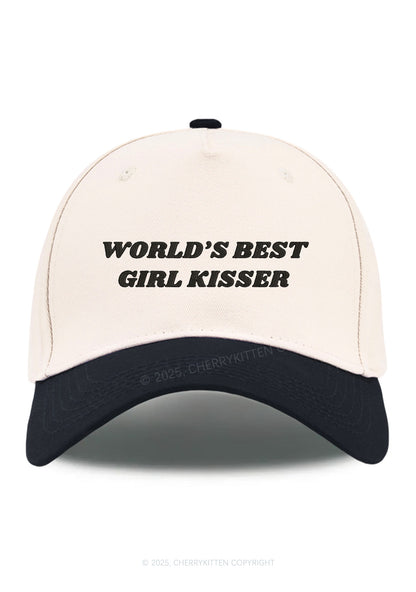 Embroidered Best Girl Kisser Pride Y2K Color Block Baseball Cap Cherrykitten
