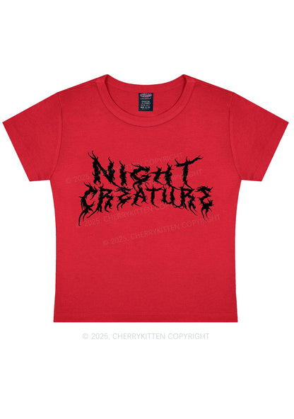 Night Creature Y2K Baby Tee Cherrykitten