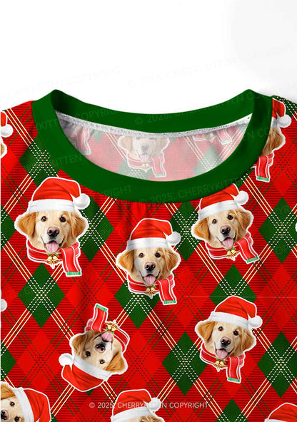 Custom Merry Dog Face Y2K Print Long Sleeve Pajama Set Cherrykitten