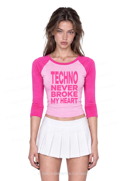 Techno Never Broke My Heart Y2K Raglan Sleeve Top Cherrykitten