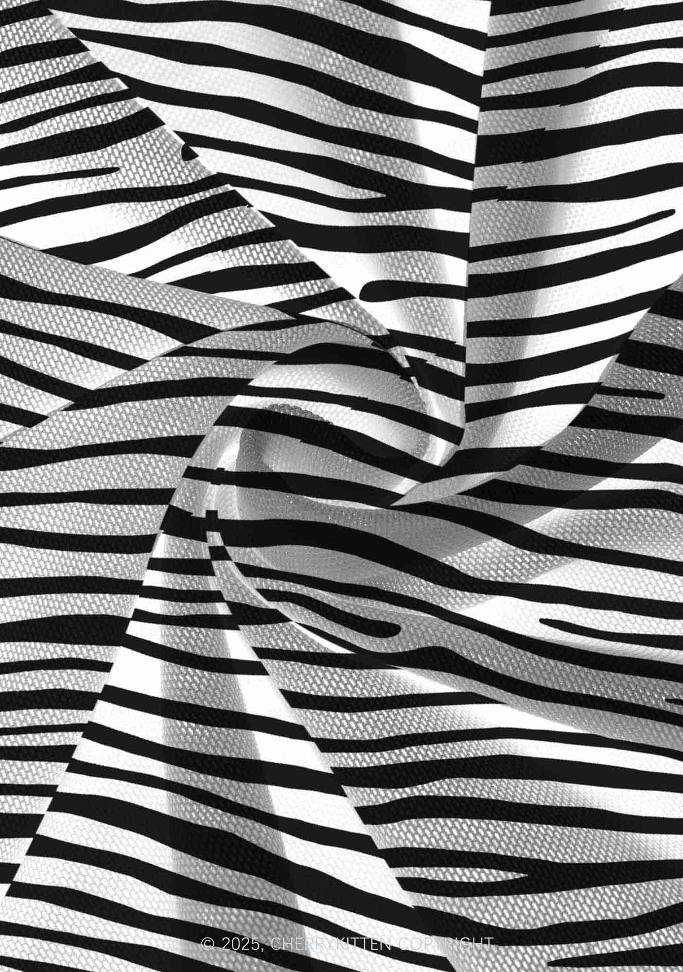 Zebra Pattern Y2K Mesh Slip Dress Cherrykitten