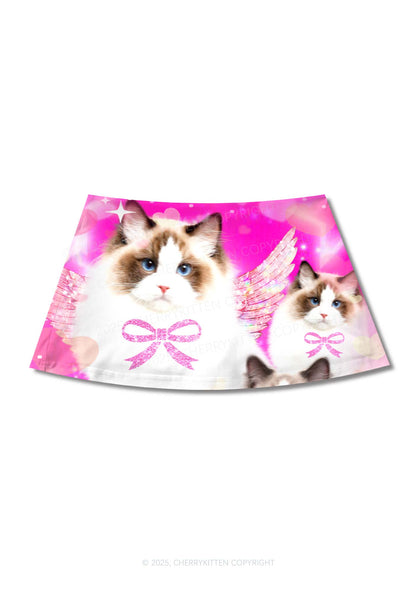 Alpha Male Cats Y2K Print Mini Skirt Cherrykitten