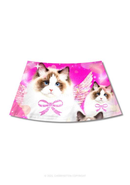 Alpha Male Cats Y2K Print Mini Skirt Cherrykitten