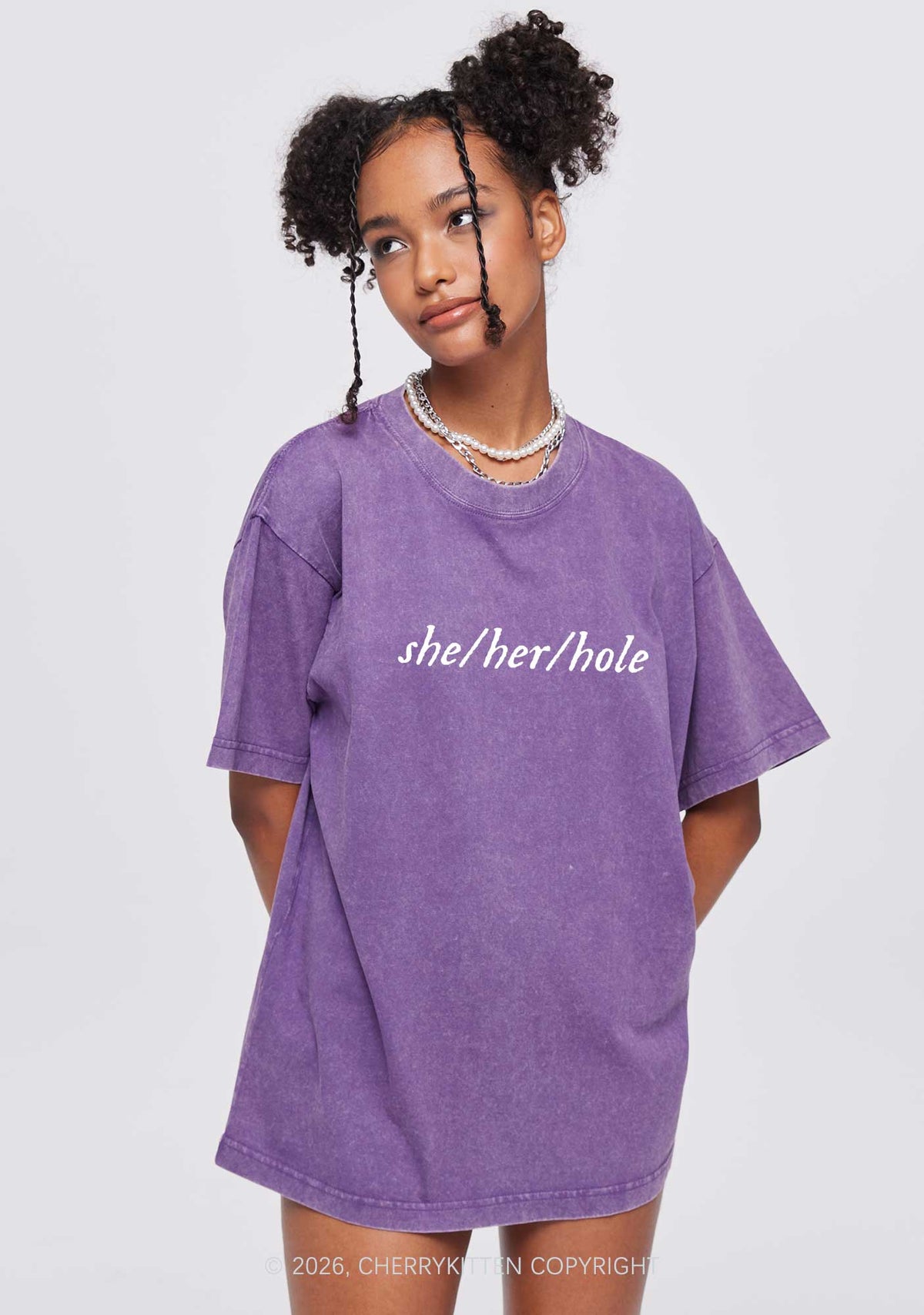 She Her Hole Pride Y2K Shirts Washed Tee Cherrykitten