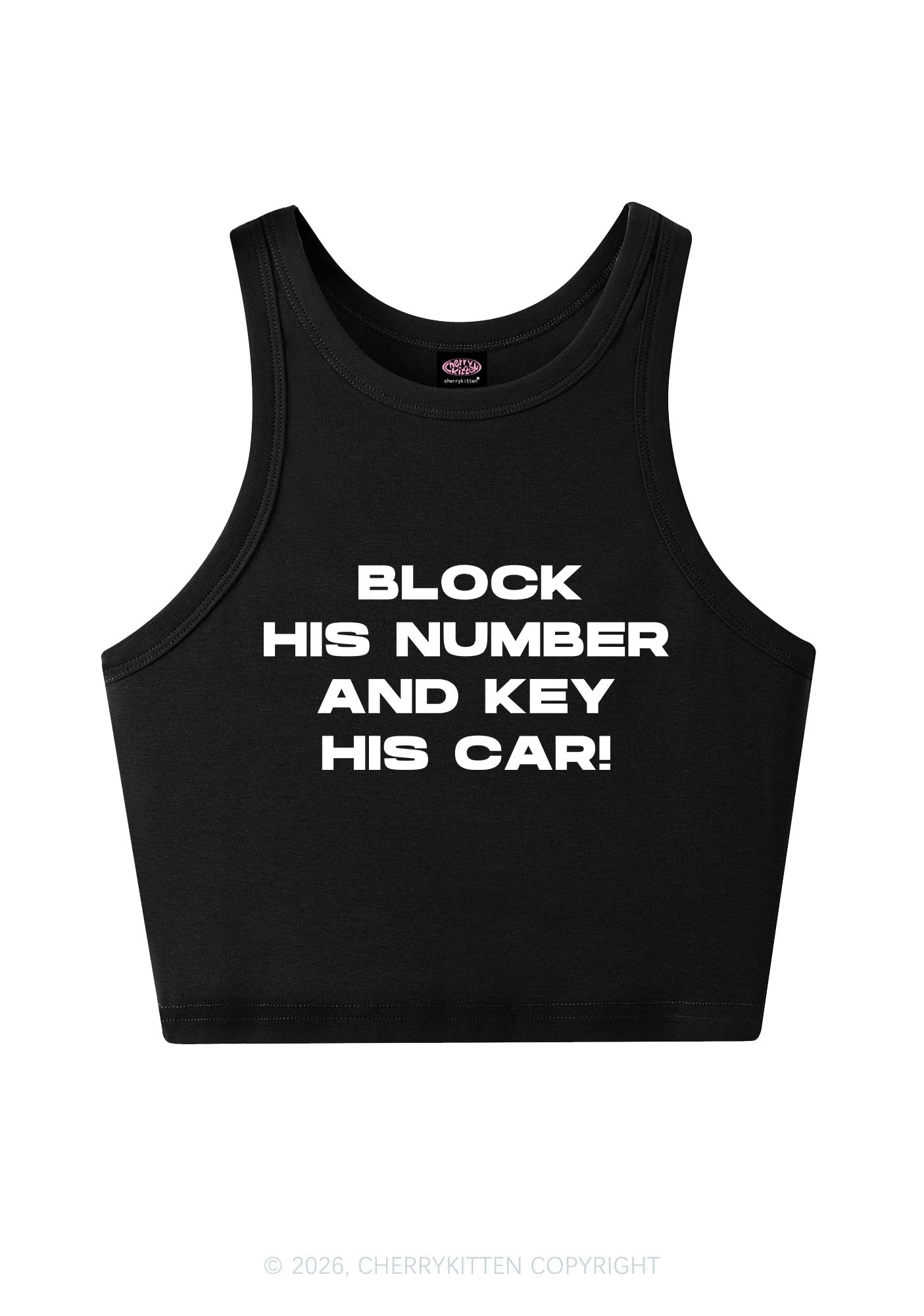 Block His Number Y2K Crop Tank Top Cherrykitten