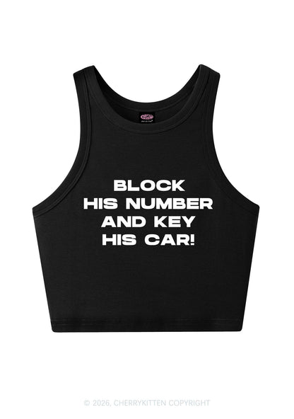 Block His Number Y2K Crop Tank Top Cherrykitten