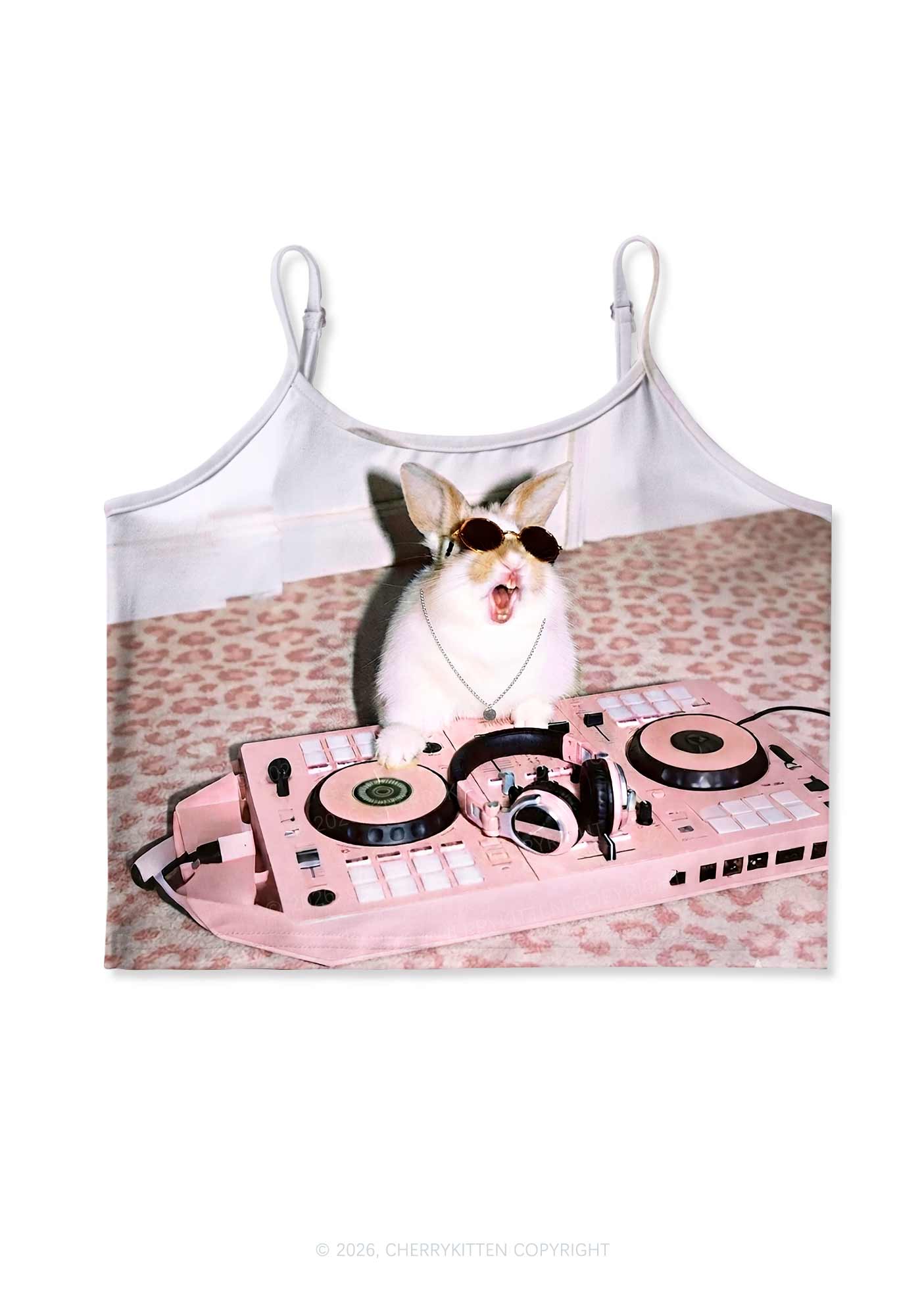 Dj Bunny Y2K Print Cami Crop Top Cherrykitten