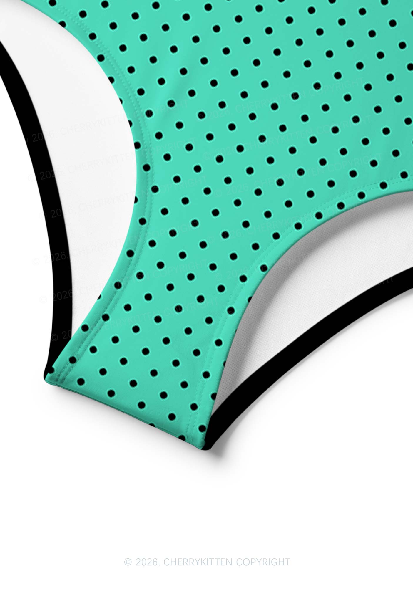 Black Dots On Aqua Green Y2K Print Bikini Set Cherrykitten