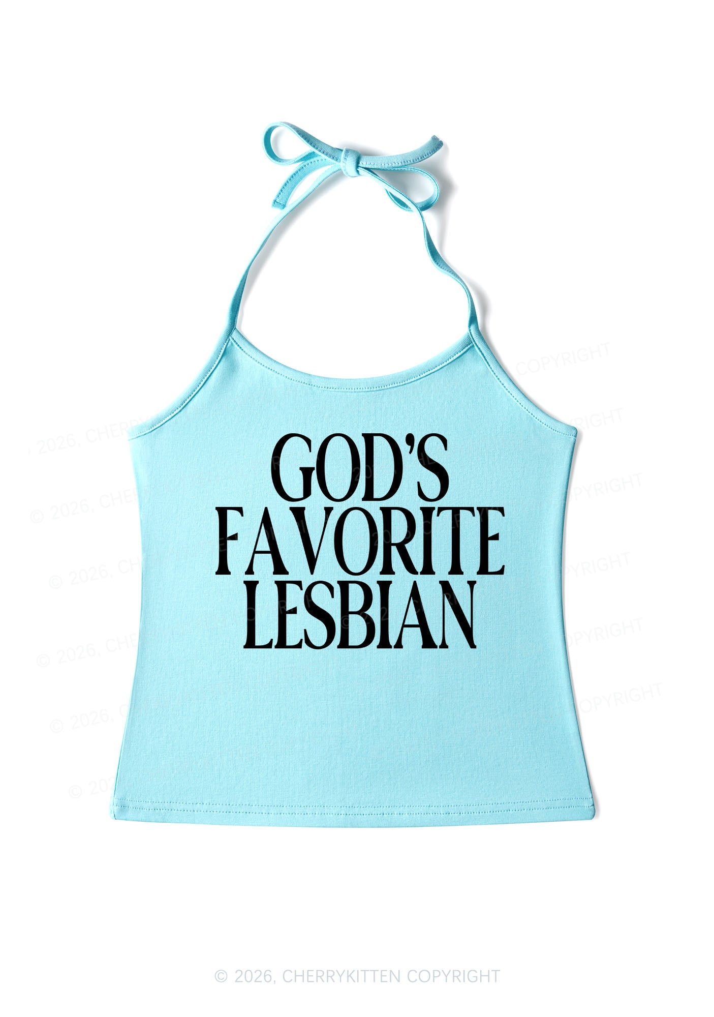 Gods Favorite Lesbian Pride Y2K Halter Neck Cami Cherrykitten