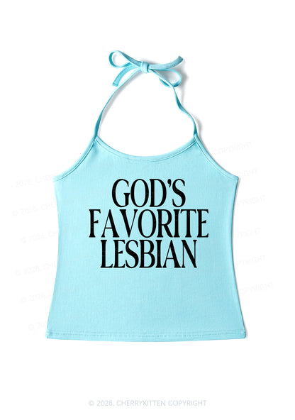 Gods Favorite Lesbian Pride Y2K Halter Neck Cami Cherrykitten