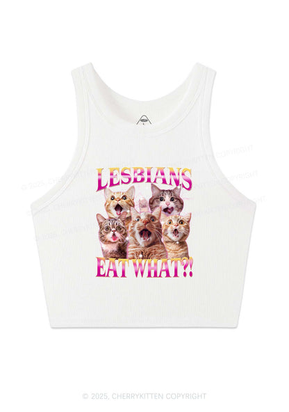 Funny Lesbian Cat Y2K Crop Tank Top Cherrykitten