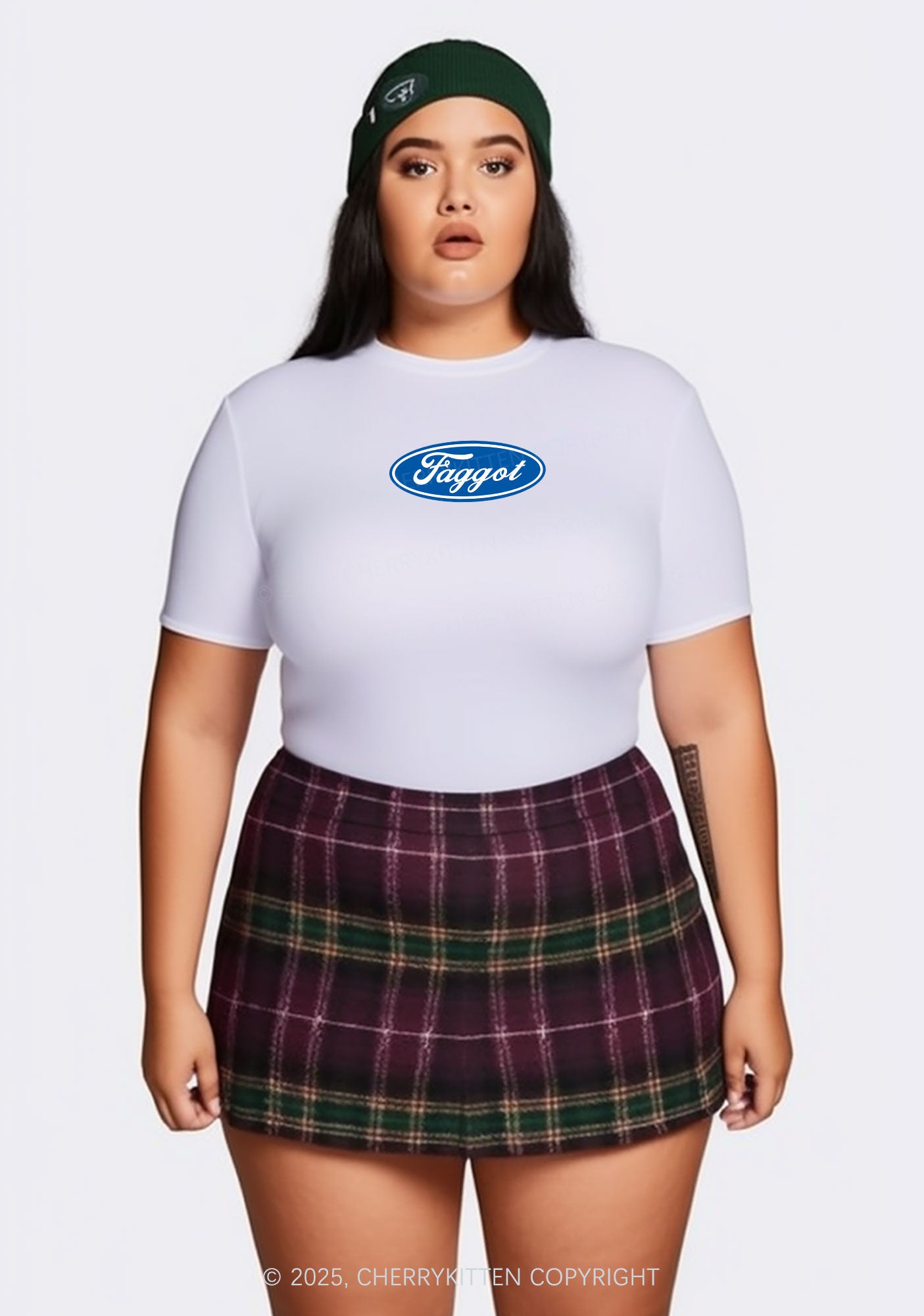 Curvy Faggot Pride Y2K Baby Tee Cherrykitten