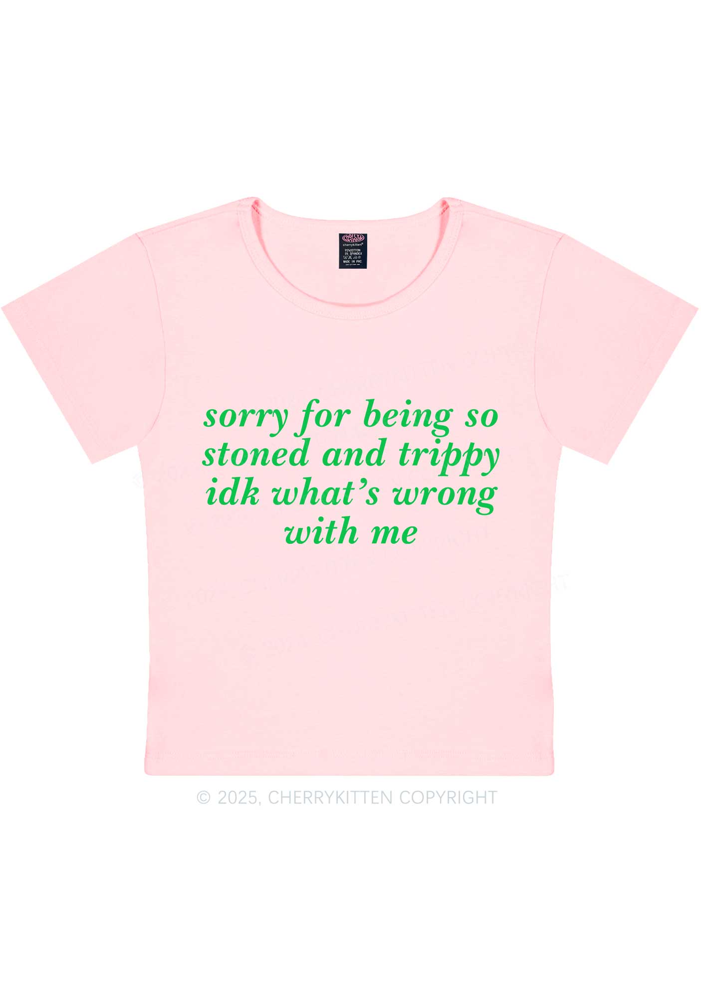 Sorry For Being Stoned And Trippy Y2K Baby Tee Cherrykitten