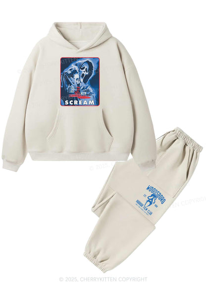 Halloween Scream Y2K Fleece Hoodie Set Cherrykitten