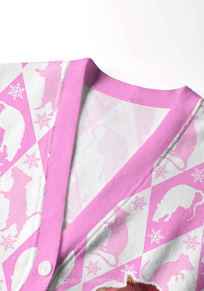 Sweet Pink Ratz Y2K Christmas Cardigan Knit Sweatshirt Cherrykitten